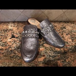 Vince Camuto silver mules shoes flats 9 new